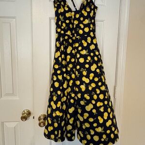 NWOT Lemon Print Navy Sundress